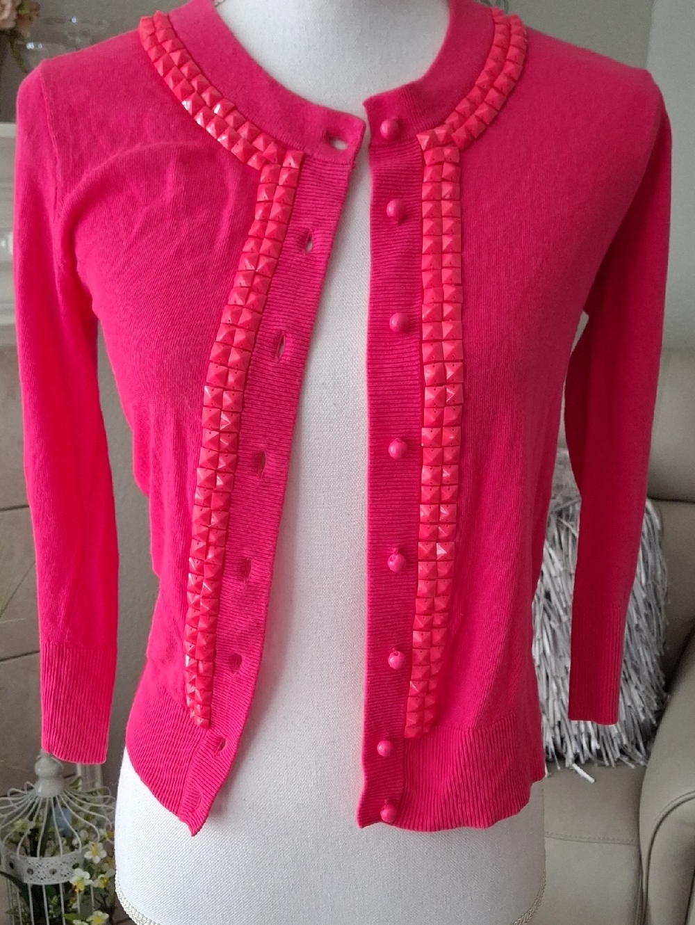 kate spade Hot Pink Stud-Trim Cardigan